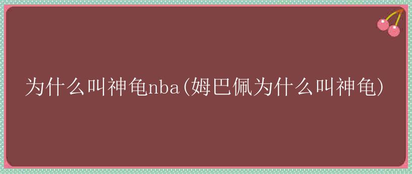 为什么叫神龟nba(姆巴佩为什么叫神龟)