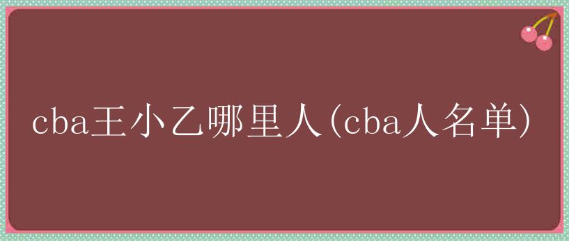 cba王小乙哪里人(cba人名单)