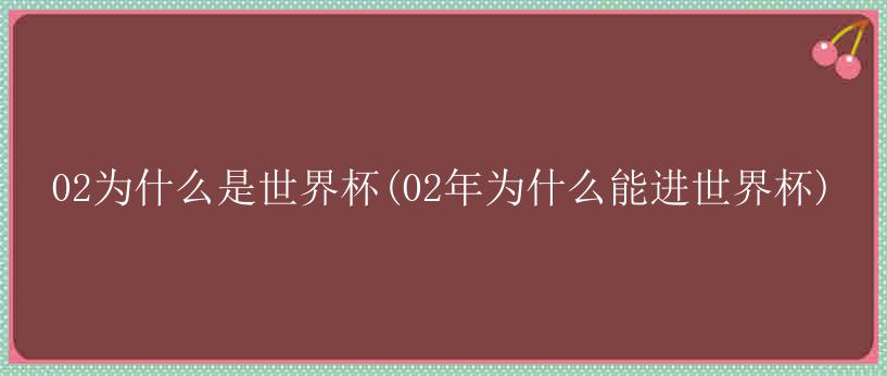 02为什么是世界杯(02年为什么能进世界杯)