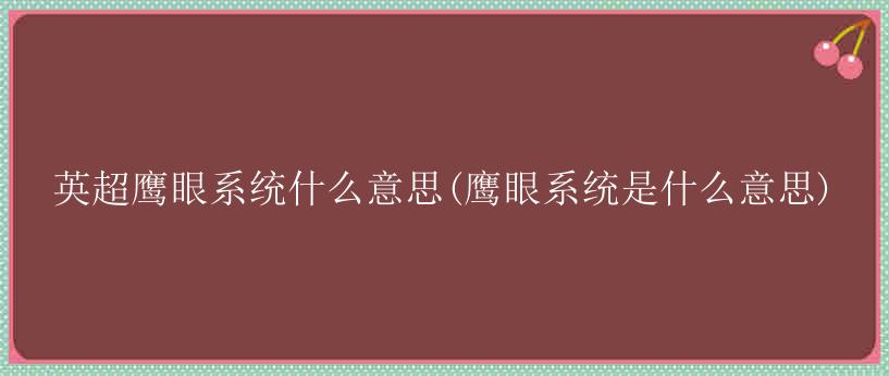 英超鹰眼系统什么意思(鹰眼系统是什么意思)