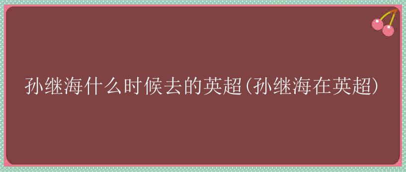 孙继海什么时候去的英超(孙继海在英超)