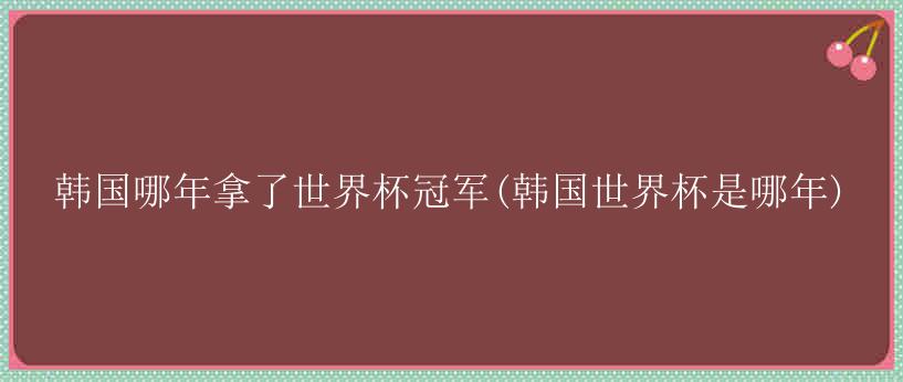 韩国哪年拿了世界杯冠军(韩国世界杯是哪年)