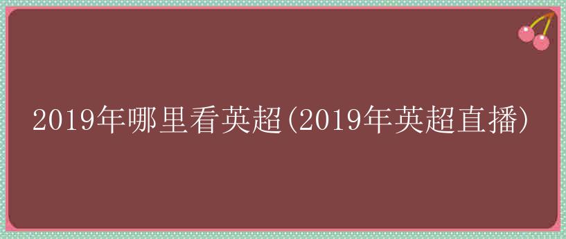 2019年哪里看英超(2019年英超直播)