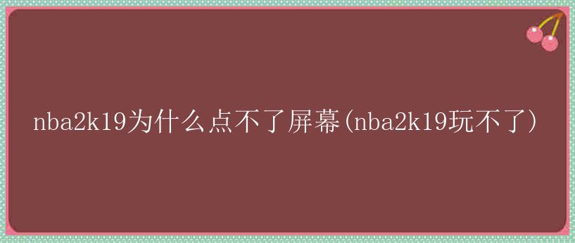 nba2k19为什么点不了屏幕(nba2k19玩不了)