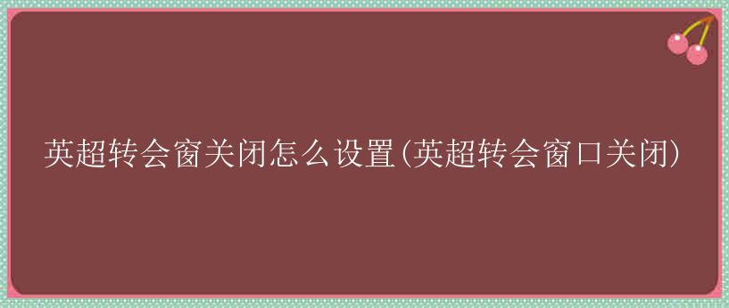 英超转会窗关闭怎么设置(英超转会窗口关闭)