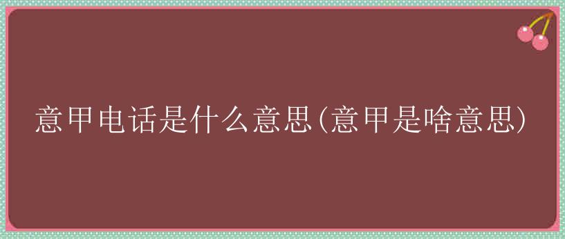 意甲电话是什么意思(意甲是啥意思)