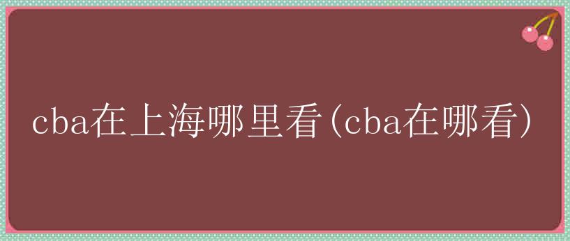 cba在上海哪里看(cba在哪看)