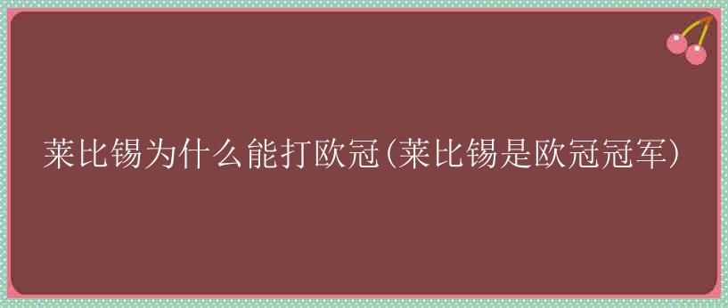 莱比锡为什么能打欧冠(莱比锡是欧冠冠军)