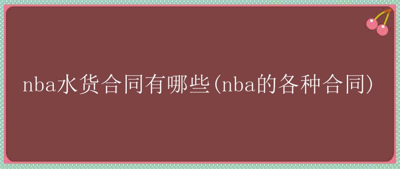 nba水货合同有哪些(nba的各种合同)