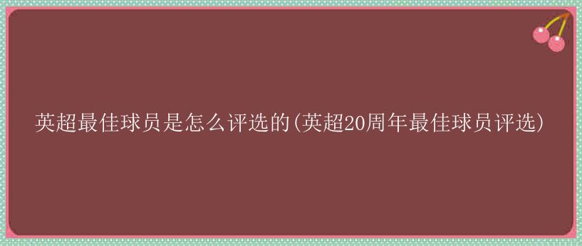 英超最佳球员是怎么评选的(英超20周年最佳球员评选)