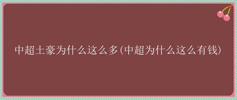 中超土豪为什么这么多(中超为什么这么有钱)