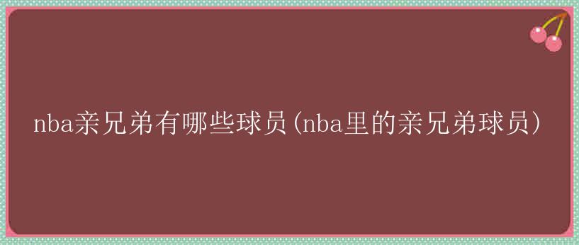 nba亲兄弟有哪些球员(nba里的亲兄弟球员)