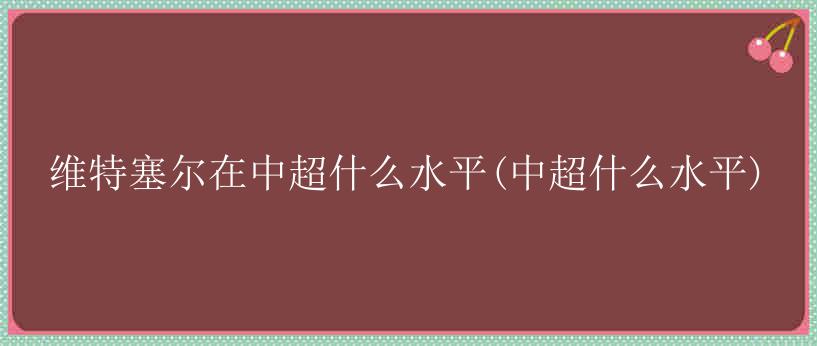 维特塞尔在中超什么水平(中超什么水平)