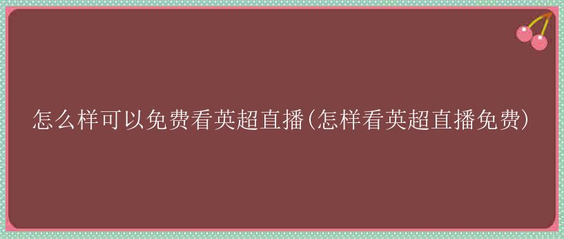 怎么样可以免费看英超直播(怎样看英超直播免费)