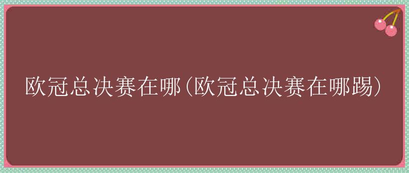 欧冠总决赛在哪(欧冠总决赛在哪踢)