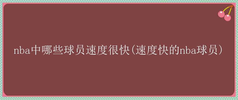 nba中哪些球员速度很快(速度快的nba球员)