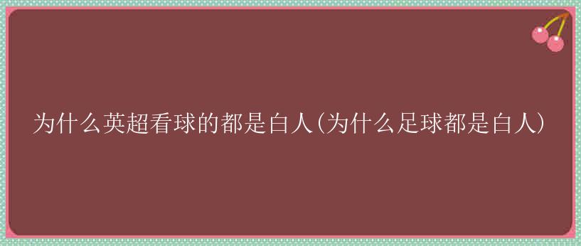 为什么英超看球的都是白人(为什么足球都是白人)