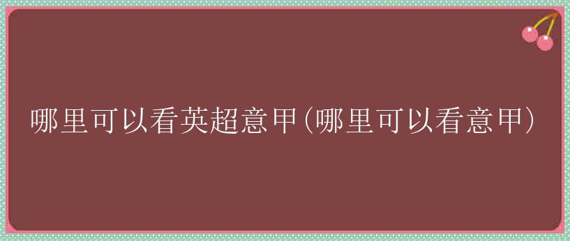 哪里可以看英超意甲(哪里可以看意甲)