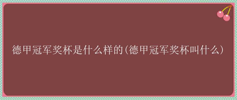 德甲冠军奖杯是什么样的(德甲冠军奖杯叫什么)