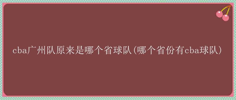 cba广州队原来是哪个省球队(哪个省份有cba球队)