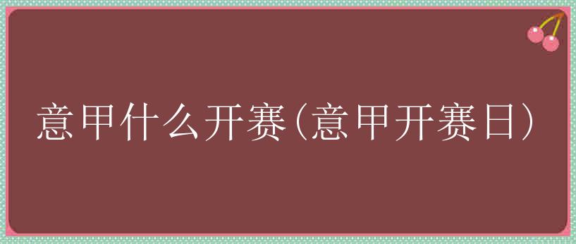 意甲什么开赛(意甲开赛日)