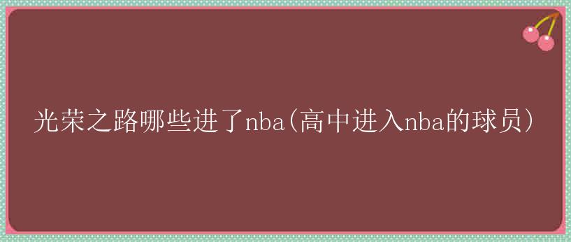 光荣之路哪些进了nba(高中进入nba的球员)