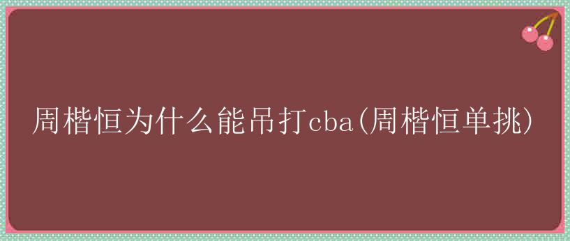 周楷恒为什么能吊打cba(周楷恒单挑)