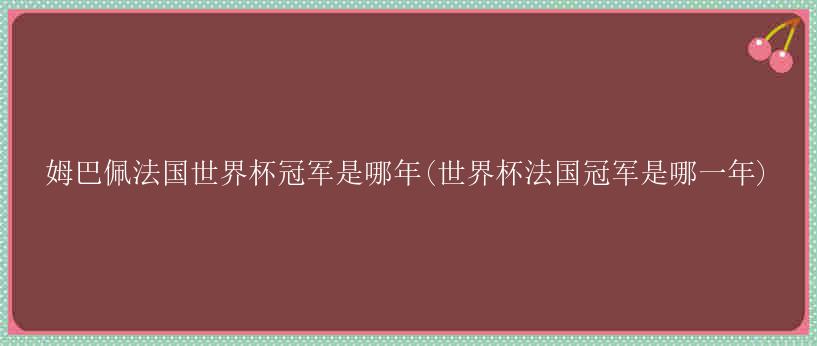 姆巴佩法国世界杯冠军是哪年(世界杯法国冠军是哪一年)