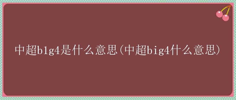 中超b1g4是什么意思(中超big4什么意思)