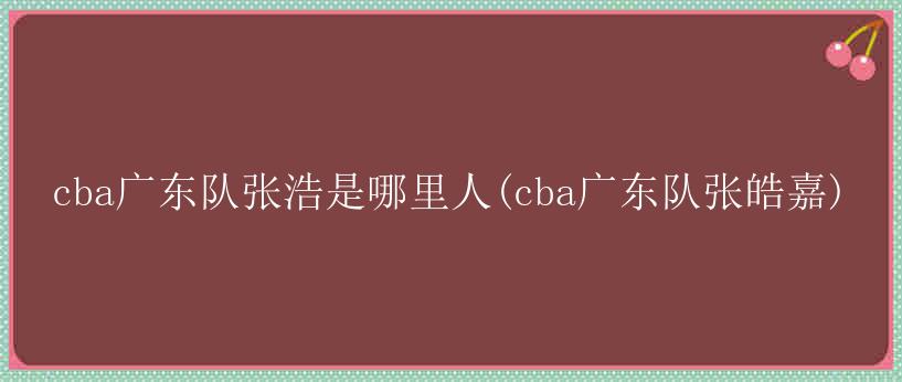 cba广东队张浩是哪里人(cba广东队张皓嘉)