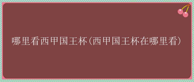 哪里看西甲国王杯(西甲国王杯在哪里看)