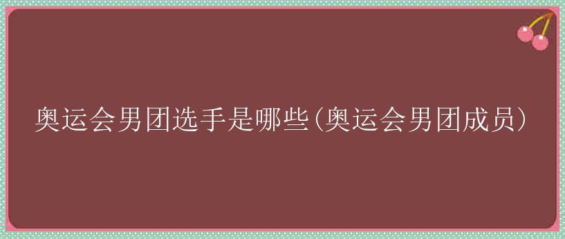 奥运会男团选手是哪些(奥运会男团成员)