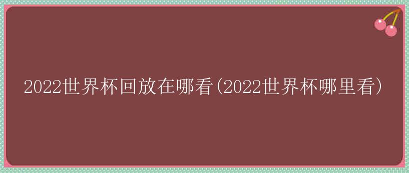 2022世界杯回放在哪看(2022世界杯哪里看)