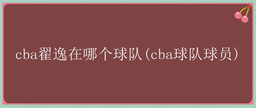 cba翟逸在哪个球队(cba球队球员)