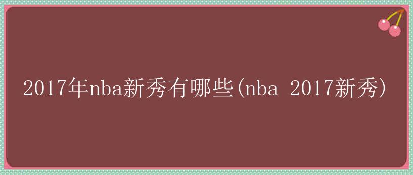 2017年nba新秀有哪些(nba 2017新秀)