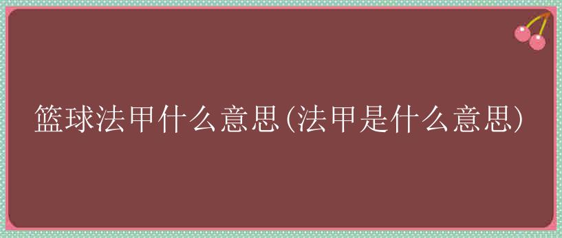 篮球法甲什么意思(法甲是什么意思)