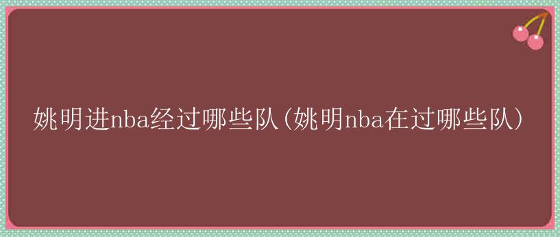 姚明进nba经过哪些队(姚明nba在过哪些队)