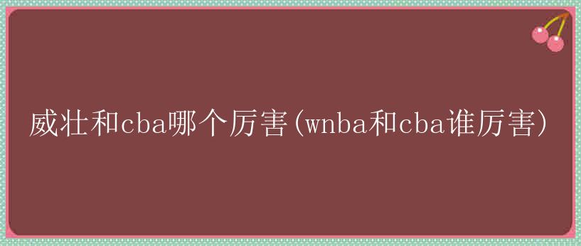 威壮和cba哪个厉害(wnba和cba谁厉害)