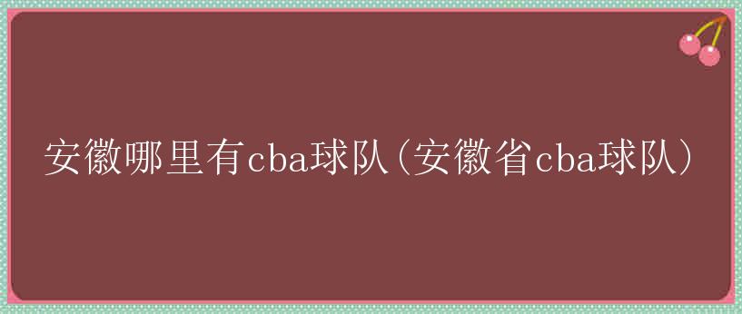 安徽哪里有cba球队(安徽省cba球队)