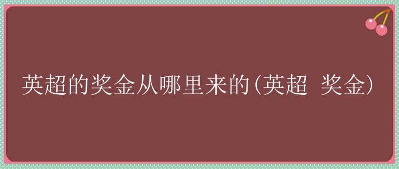 英超的奖金从哪里来的(英超 奖金)