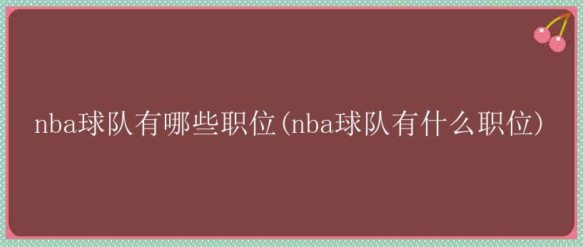 nba球队有哪些职位(nba球队有什么职位)