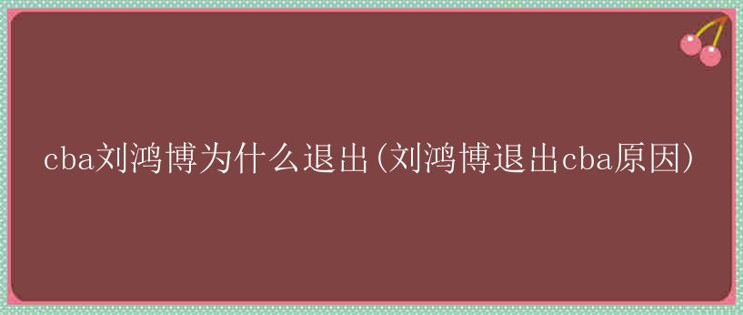 cba刘鸿博为什么退出(刘鸿博退出cba原因)