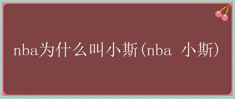 nba为什么叫小斯(nba 小斯)