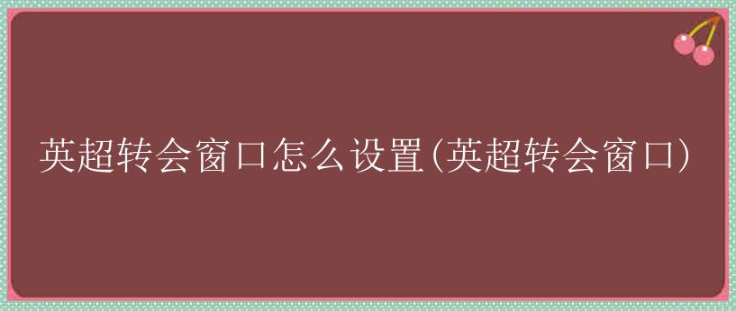 英超转会窗口怎么设置(英超转会窗口)