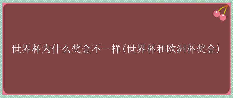 世界杯为什么奖金不一样(世界杯和欧洲杯奖金)