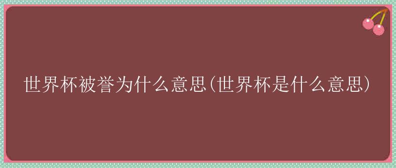 世界杯被誉为什么意思(世界杯是什么意思)