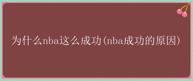 为什么nba这么成功(nba成功的原因)