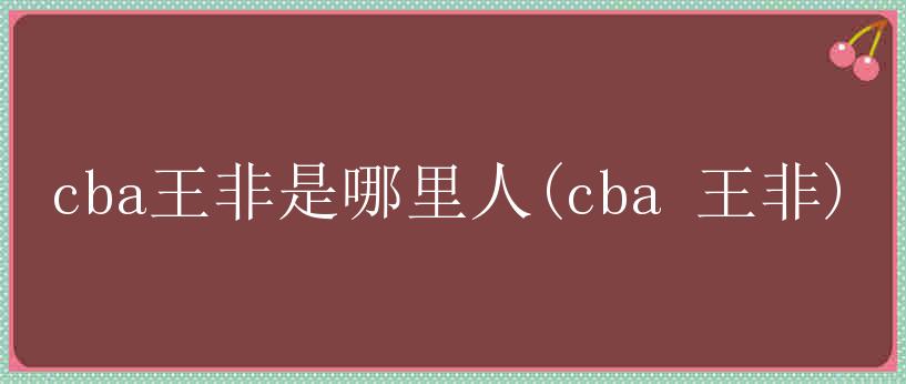 cba王非是哪里人(cba 王非)