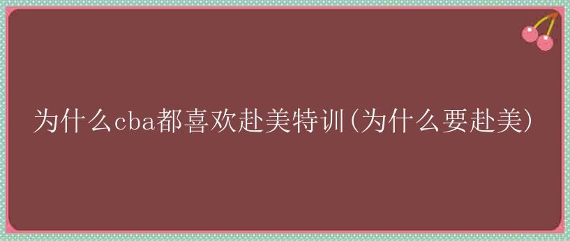 为什么cba都喜欢赴美特训(为什么要赴美)