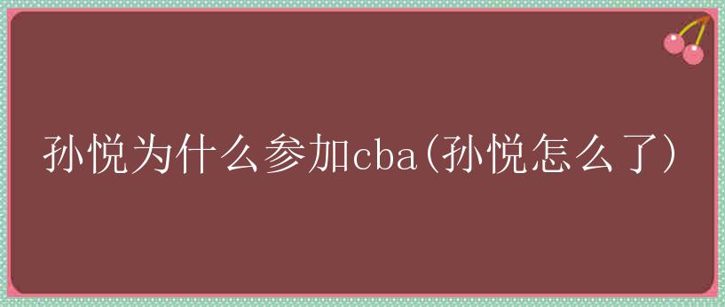 孙悦为什么参加cba(孙悦怎么了)